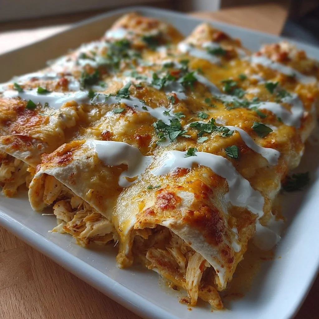38g Protein Chicken Enchiladas with Dreamy White Sauce