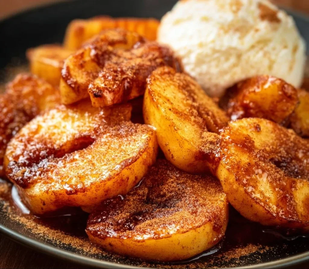 Delicious air fryer cinnamon apples served in a bowl