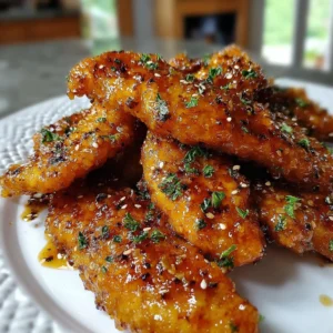 Air Fryer Honey Butter Garlic Chicken Tenders 2 Crispy air fryer honey butter garlic chicken tenders served with dipping sauce