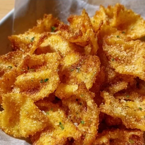 Crispy air fryer pasta chips served with dip