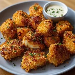 Air Fryer Ranch-Crusted Chicken Bites 2 Delicious air fryer ranch-crusted chicken bites ready to serve