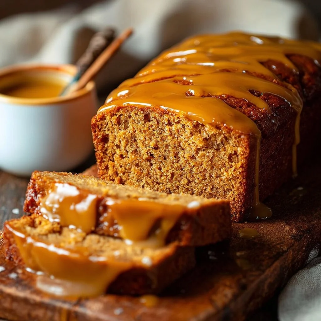 Brown Butter Pumpkin Bread with a Salted Maple Glaze
