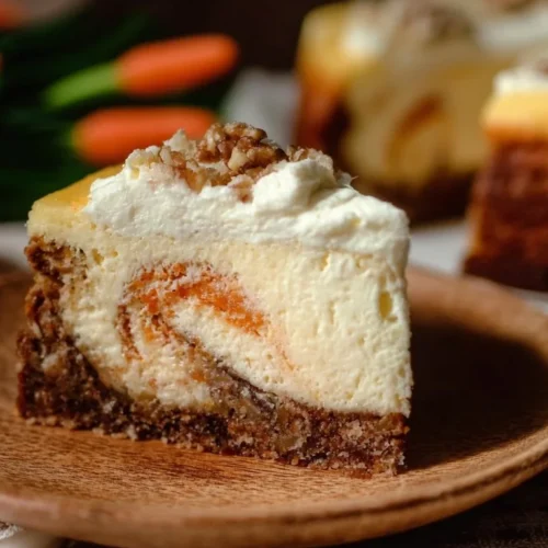 Carrot Cake Cheesecake 2 Delicious carrot cake cheesecake topped with cream cheese frosting and nuts