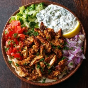 Chicken Shawarma Bowl 2 Chicken Shawarma Bowl featuring spiced chicken, fresh veggies, and flavorful sauces
