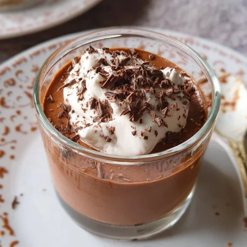 Delicious chocolate mousse dessert without eggs, creamy and rich