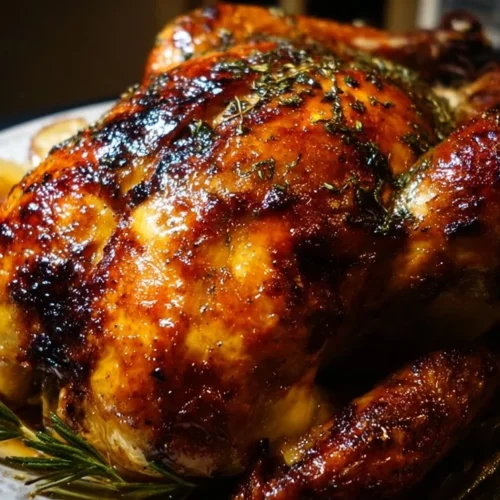 Cider Brined Roast Chicken 2 Cider Brined Roast Chicken garnished with herbs and served on a platter