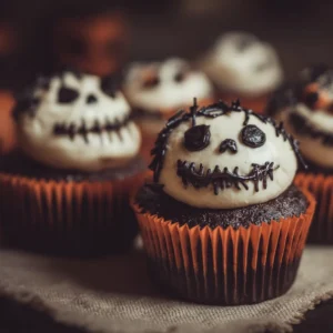 Creepy Halloween Skull Cupcakes 2 Creepy Halloween Skull Cupcakes decorated for spooky festivities