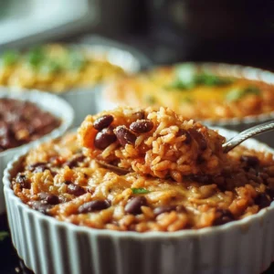 Delicious Rice and Bean Casseroles 2 Delicious rice bean casserole served in a rustic bowl with fresh herbs