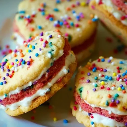 Funfetti Shortbread Sandwich Cookies with Frosting 2 Funfetti shortbread sandwich cookies with colorful frosting