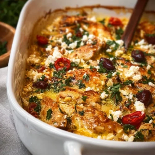 Greek Chicken Casserole 2 Delicious Greek Chicken Casserole with Mediterranean herbs and vegetables