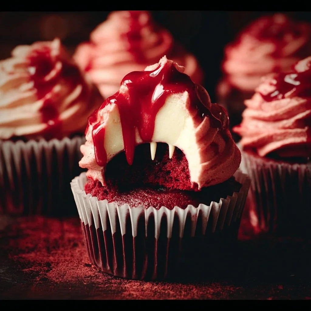 Halloween Vampire Bite Cupcakes