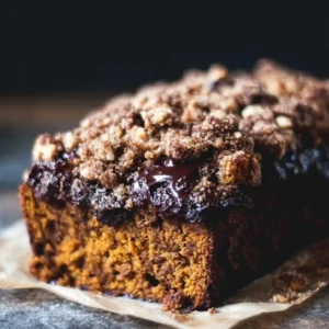 Molten Chocolate Pumpkin and Oatmeal Streusel Bread…heavy on the Chocolate and Streusel. 2 Delicious molten chocolate pumpkin bread with oatmeal streusel topping