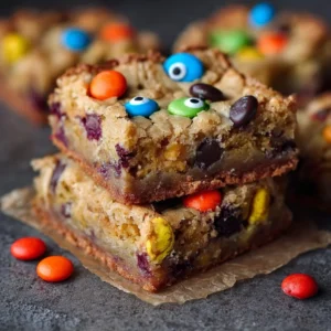 Monster Mash Cookie Bars 2 Delicious Monster Mash Cookie Bars with vibrant colors and Halloween-themed toppings