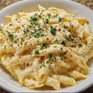 One Pot Creamy Garlic Pasta 2 A delicious bowl of One Pot Creamy Garlic Pasta topped with parsley