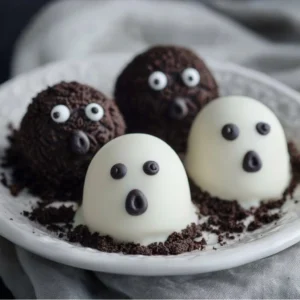 Oreo Ghost Truffles 2 Oreo Ghost Truffles decorated for Halloween