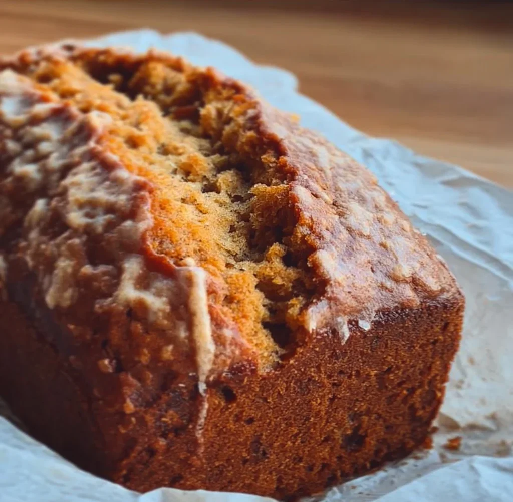 Delicious slice of homemade Pumpkin Banana Bread with spices