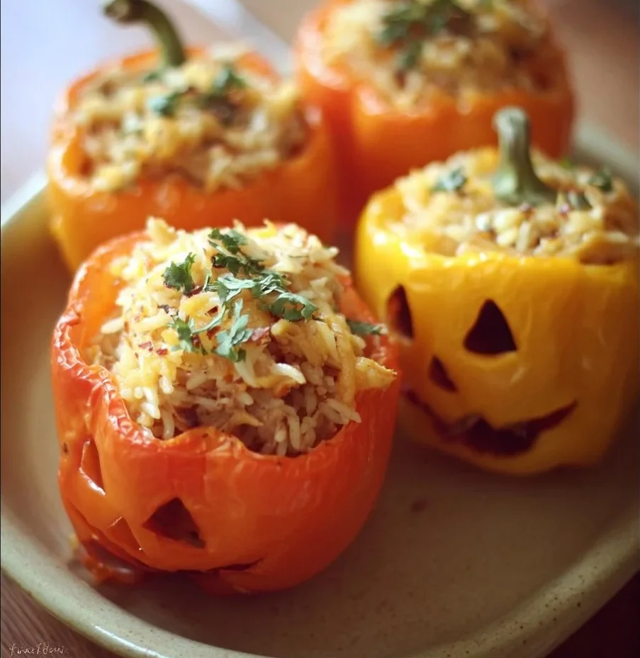 Shredded Chicken and Rice Stuffed Peppers