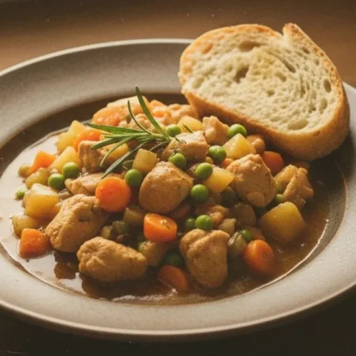 Slow Cooker Chicken Stew Recipe 2 Delicious slow cooker chicken stew in a bowl garnished with herbs