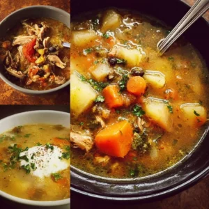 Slow Cooker Soup 2 Bowl of hearty slow cooker soup with vegetables and spices.