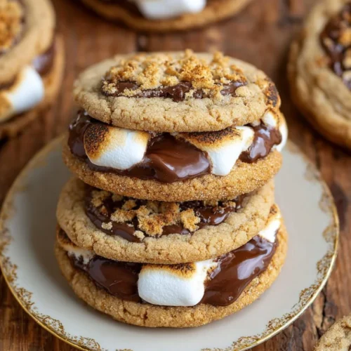 S'mores Cookies 2 Delicious S'mores Cookies with chocolate, marshmallows, and graham crackers