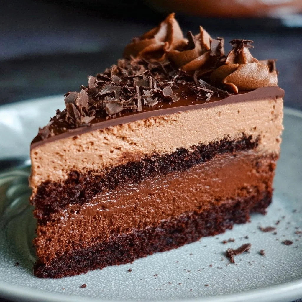 Triple-Layer Chocolate Mousse Cake