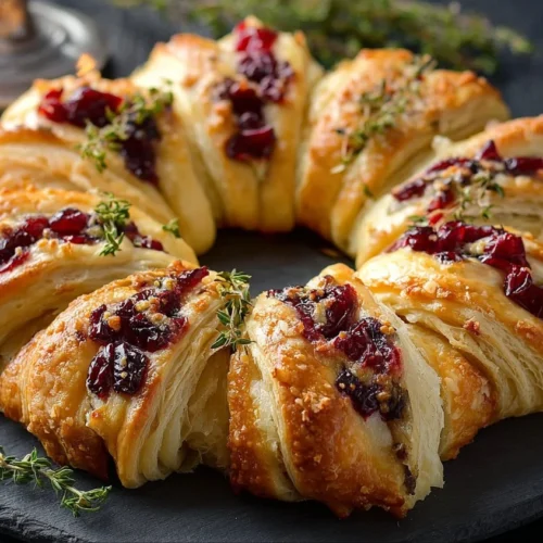 Turkey Cranberry Crescent Ring served on a festive table