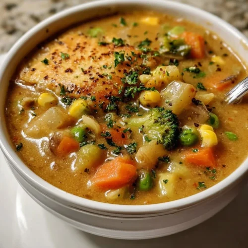 Veggie Pot Pie Soup: Comfort in a Bowl Without the Crust 2 Delicious Veggie Pot Pie Soup recipe with fresh vegetables and herbs.