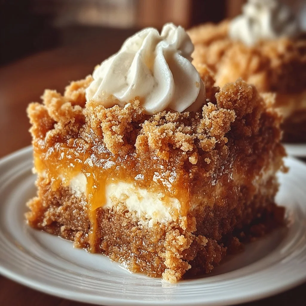 Autumn pumpkin spice crumble cake with a golden crumble topping and warm spices