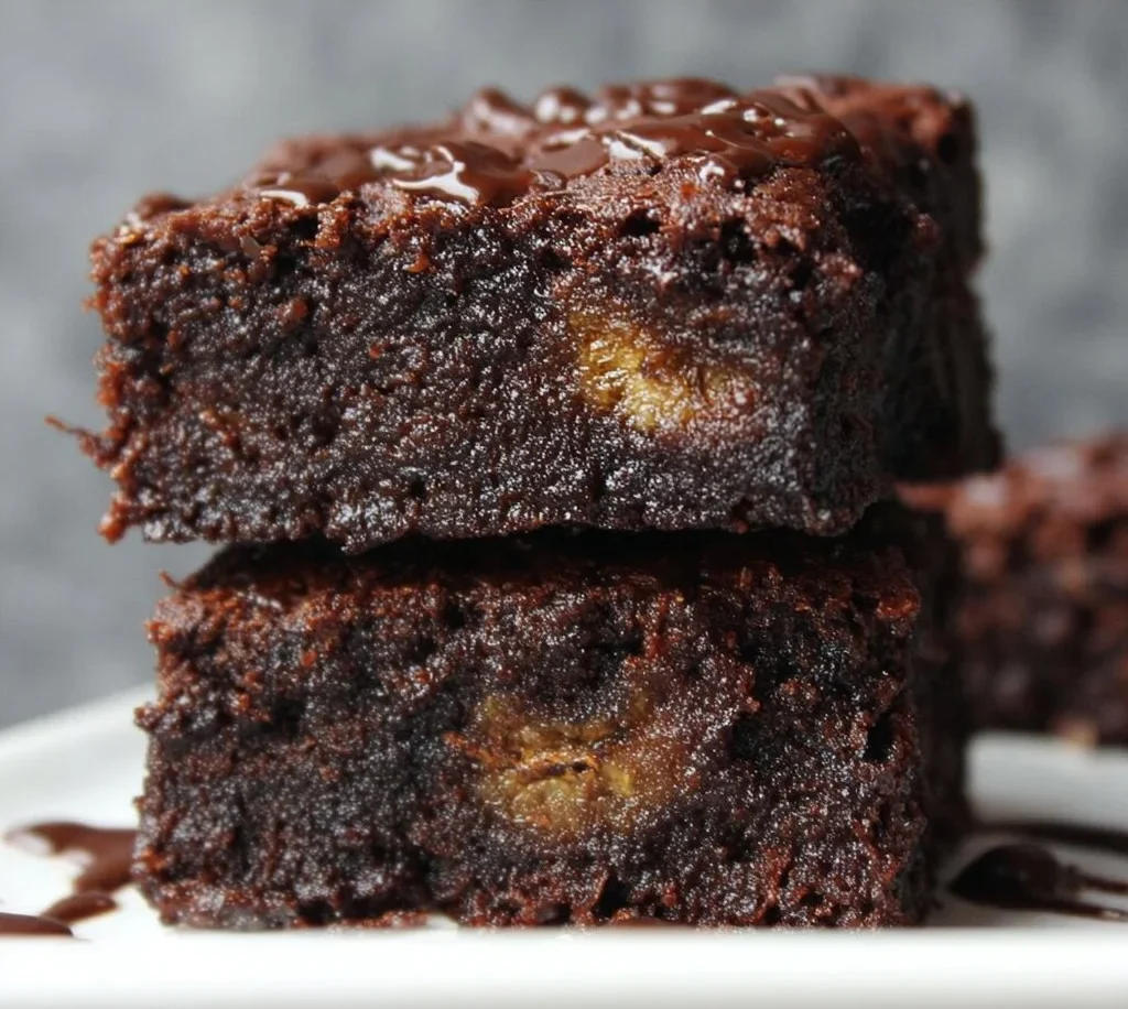 Banana Brownies 2 Deliciously moist banana brownies topped with chocolate chips.