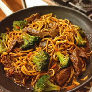 Beef and Broccoli Noodles 3 Delicious beef and broccoli noodles dish with tender beef and fresh vegetables.
