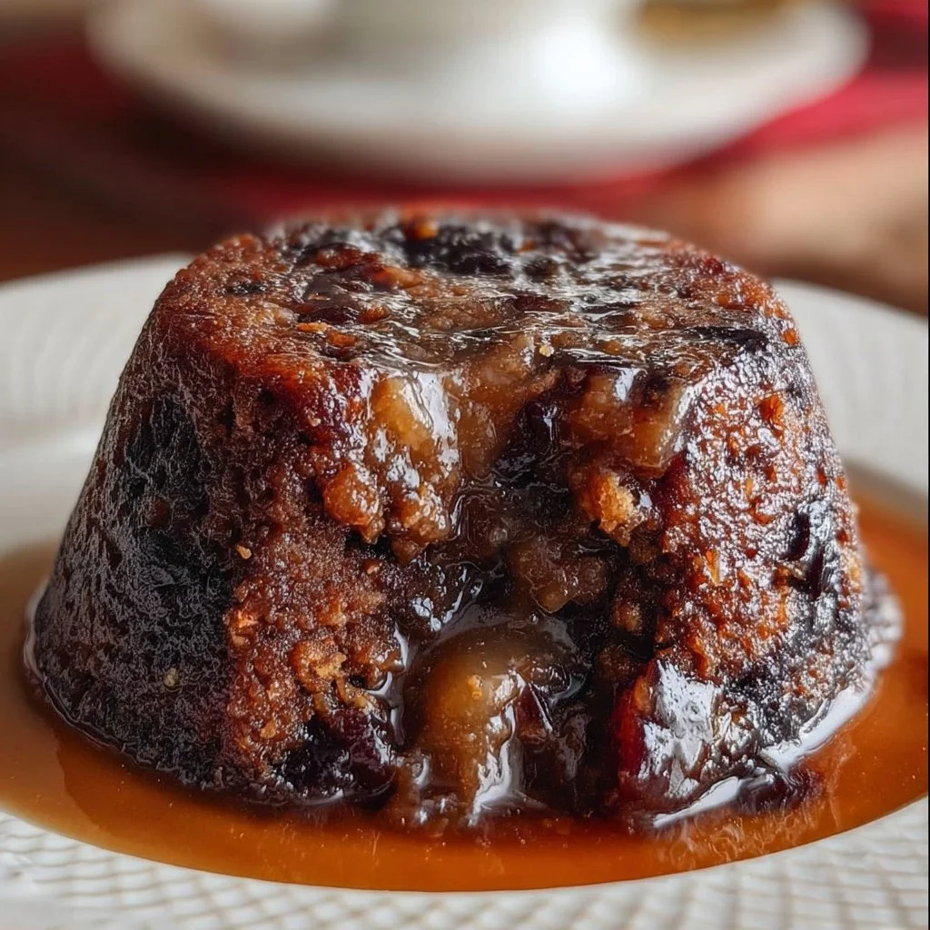 Best Slow Cooker Christmas Pudding 2 Delicious slow cooker Christmas pudding garnished with holly and served on a festive table