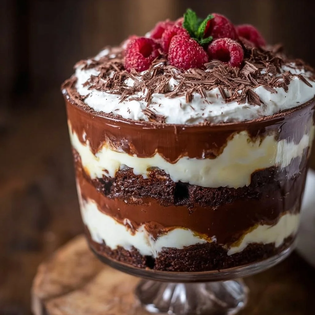 Brownie Trifle 2 Decadent Brownie Trifle layered dessert with rich chocolate and whipped cream
