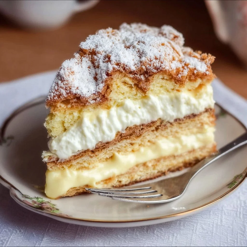 Carpathian Cream Cake 1 Delicious Carpathian Cream Cake with layers of cream and chocolate