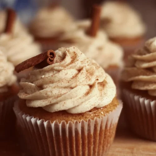 Chai Latte Cupcakes 3 Delicious Chai Latte Cupcakes topped with frosting and spices