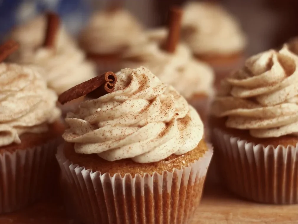 Chai Latte Cupcakes 2 Delicious Chai Latte Cupcakes topped with frosting and spices