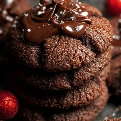Chocolate Butter Cookies 3 Delicious chocolate butter cookies stacked on a plate