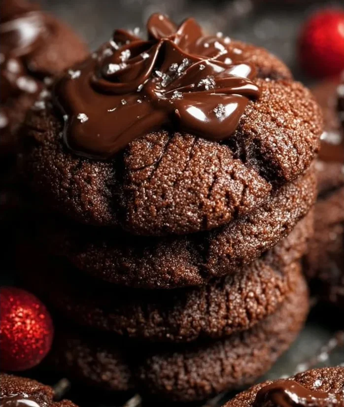 Chocolate Butter Cookies 2 Delicious chocolate butter cookies stacked on a plate