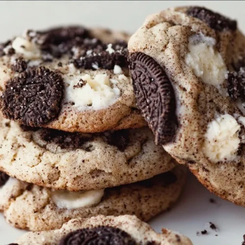 Cookies and Cream Cookie Recipe 3 Delicious cookies and cream cookies on a baking tray
