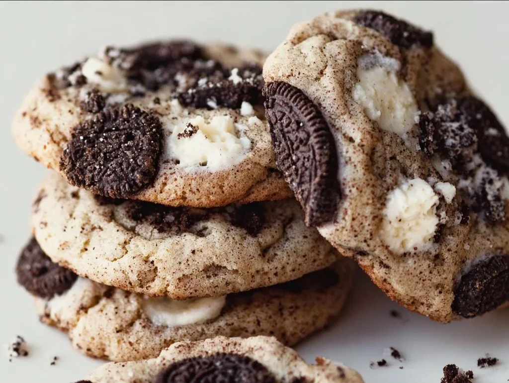 Cookies and Cream Cookie Recipe 2 Delicious cookies and cream cookies on a baking tray