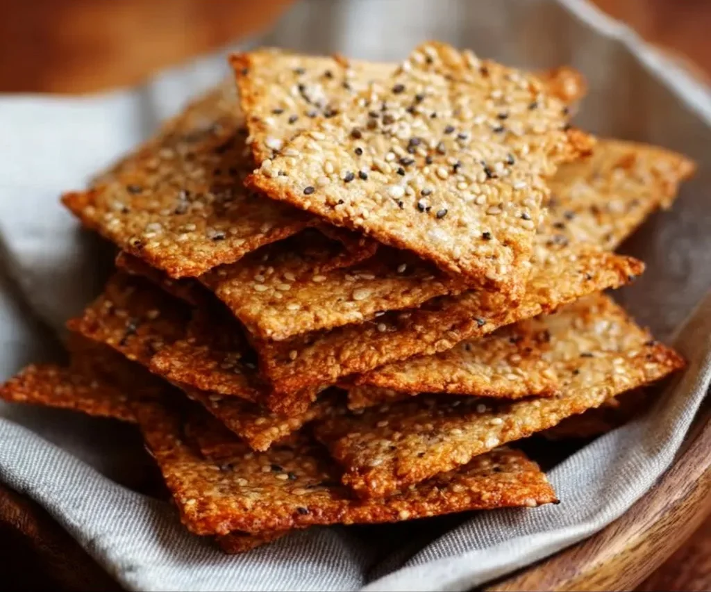 Crunchy Chickpea Seed Crackers: The Best Guilt-Free Snack! 1 Crunchy chickpea seed crackers, a delicious and healthy snack option.