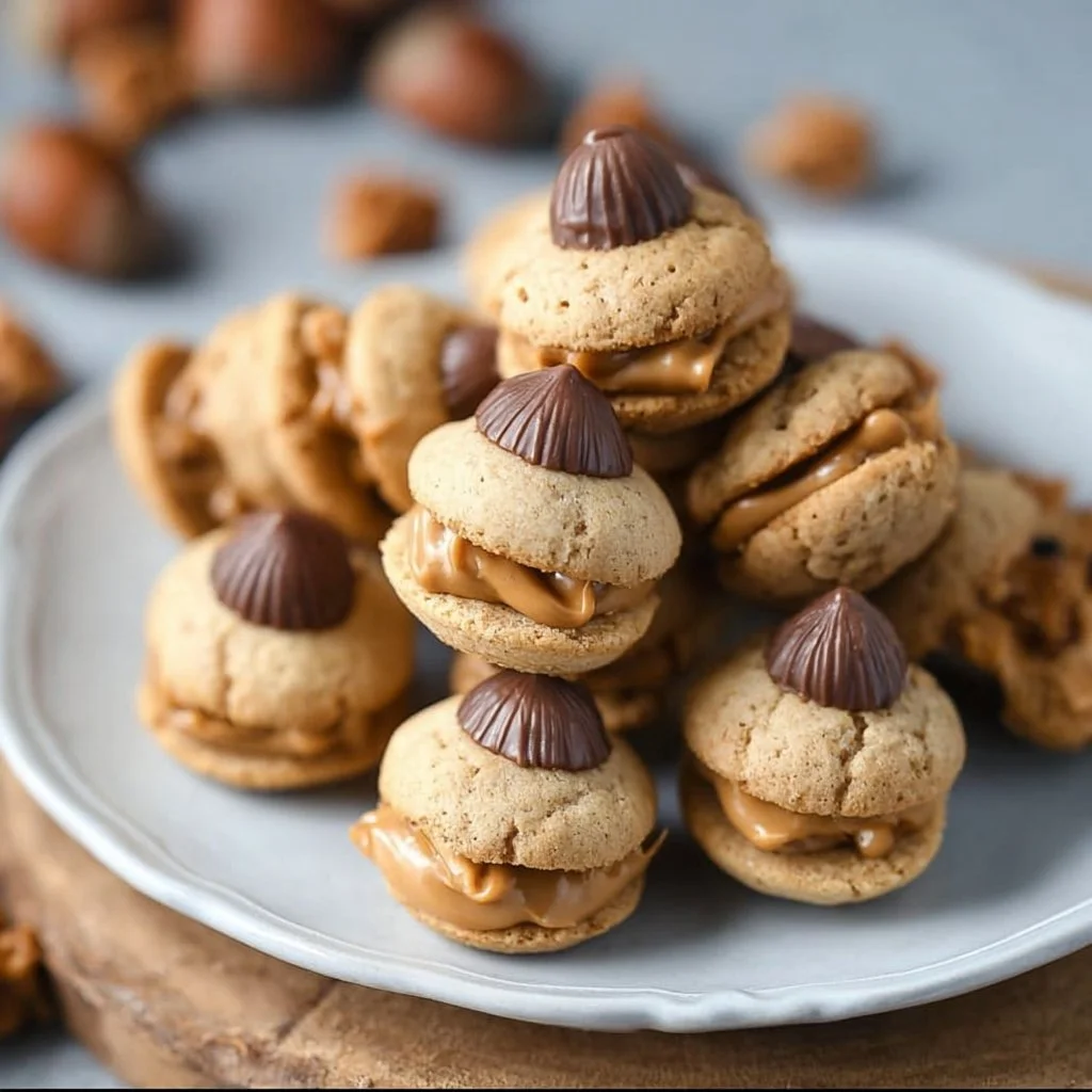 Easy Nutter Butter Acorn Cookies 2 Easy Nutter Butter acorn cookies decorated for fall