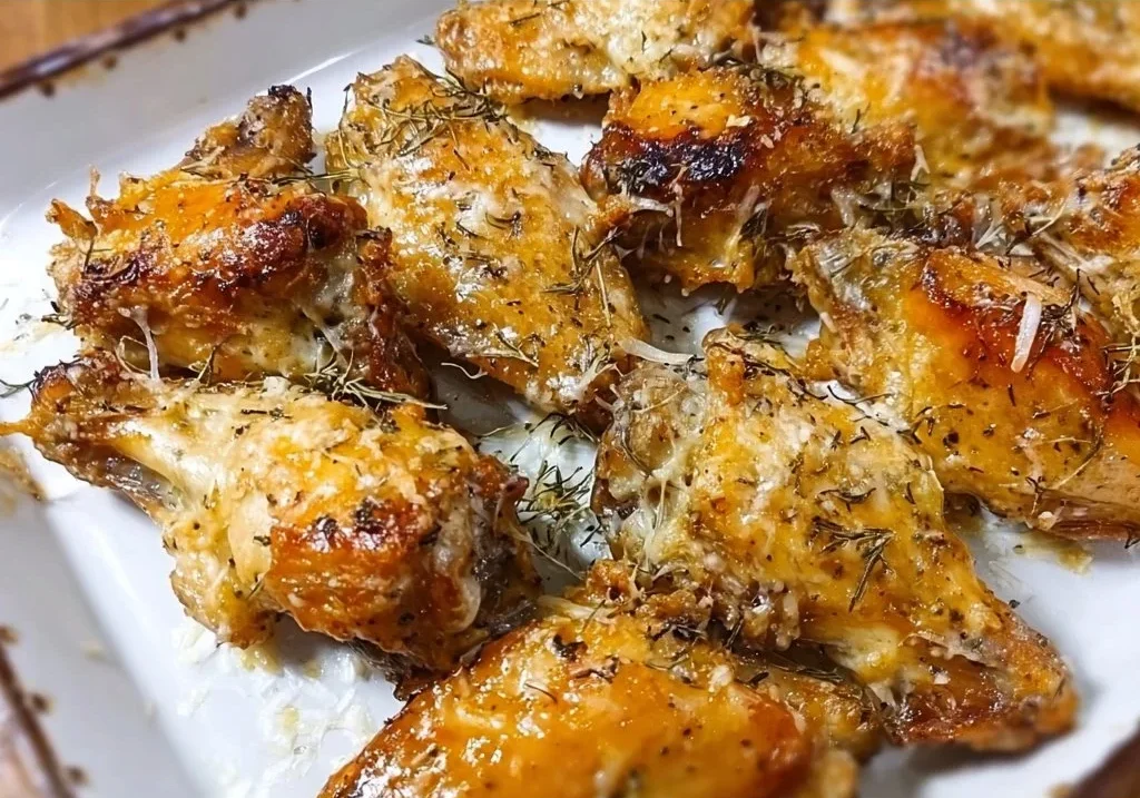 Easy Slow Cooker Garlic Parmesan Chicken Wings 2 Easy slow cooker garlic parmesan chicken wings served on a platter