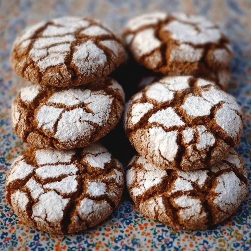 Gingerbread Crinkle Cookies 2 Delicious Gingerbread Crinkle Cookies with powdered sugar coating