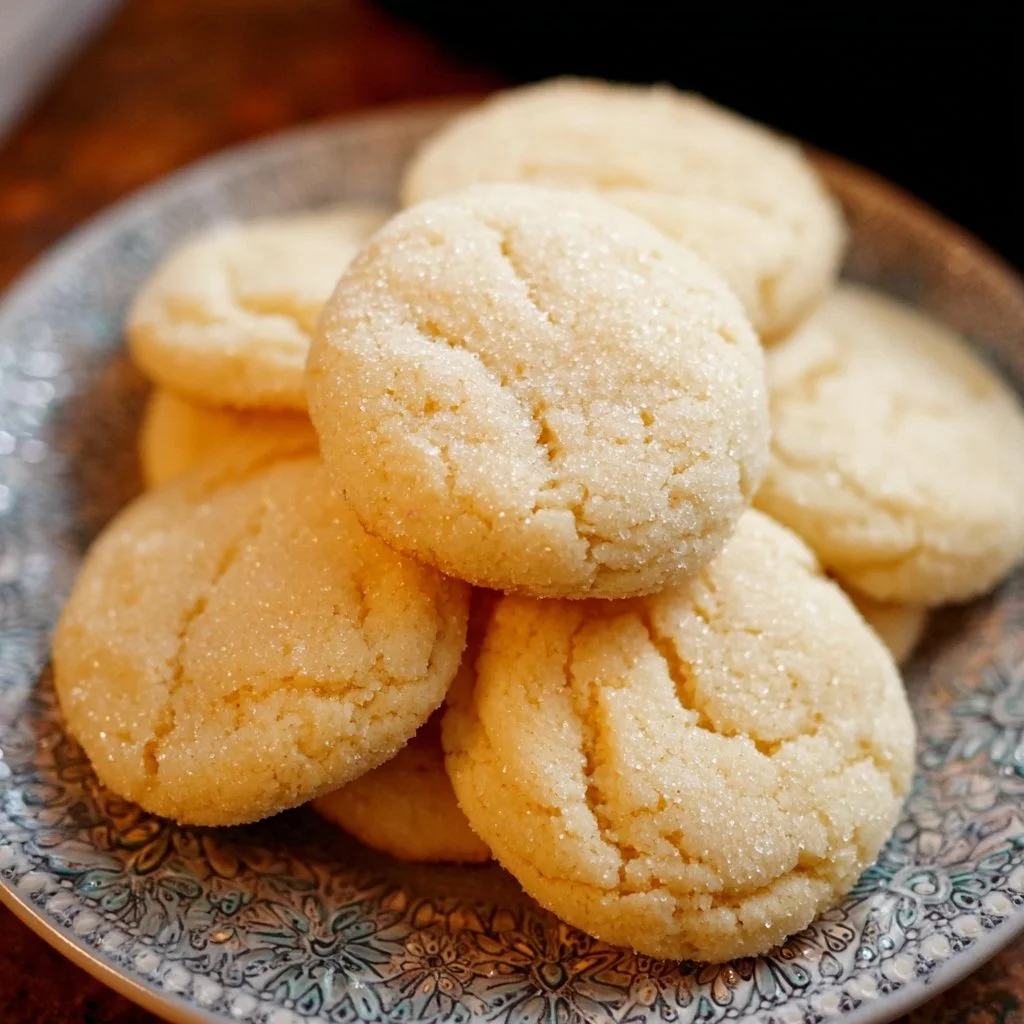 Homemade soft vanilla sugar cookies on a cooling rack