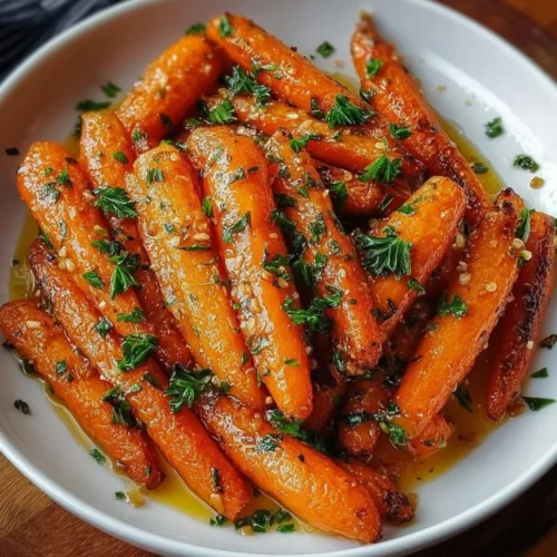 Honey Garlic Butter Roasted Carrots 2 Honey garlic butter roasted carrots on a plate