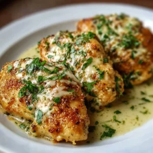 Instant Pot Garlic Parmesan Chicken Recipe 3 Delicious Instant Pot Garlic Parmesan Chicken plated with herbs.