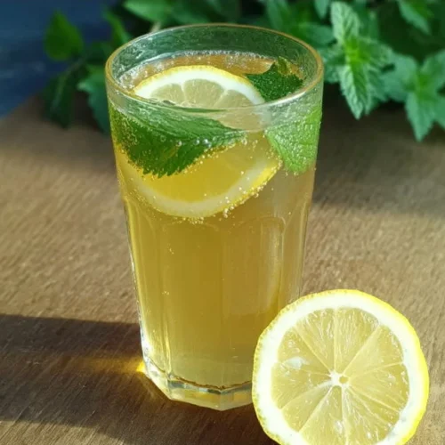 Refreshing detox drink made with lemon balm for weight loss