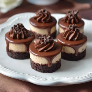 Mini Chocolate Cheesecake Bites Recipe 3 Delicious mini chocolate cheesecake bites on a serving platter