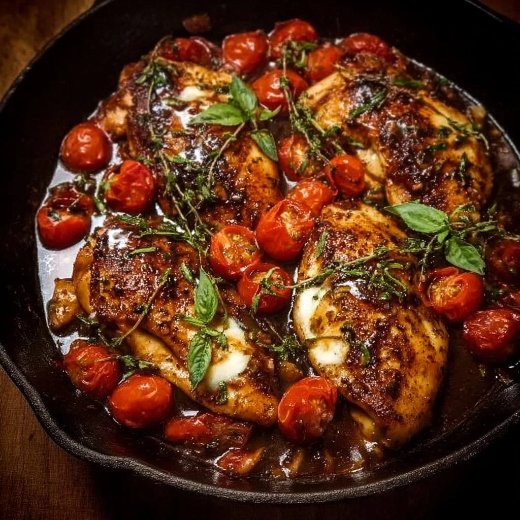 One-Pan Balsamic Chicken 2 Delicious one-pan balsamic chicken dish served with vegetables