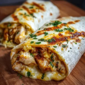 Ooey-Gooey Cheesy Garlic Chicken Wraps You’ll Love! 3 Delicious cheesy garlic chicken wraps on a plate ready to eat
